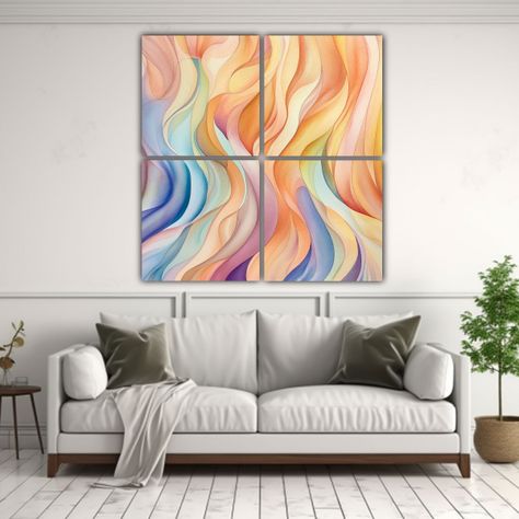 Pintura Acuarela Estilo Bizantino Con Remolinos 160x160 Cm-2