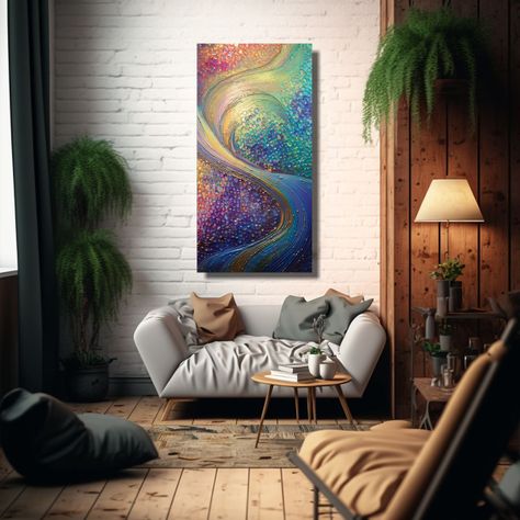 Pintura De Pared Luminosa En Estilo Puntillista 60x120cm-2