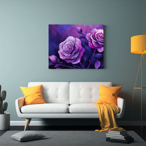 Pinturas De Pared En Tonos Morados Estilo Neonoir Medio 90x60cm-2