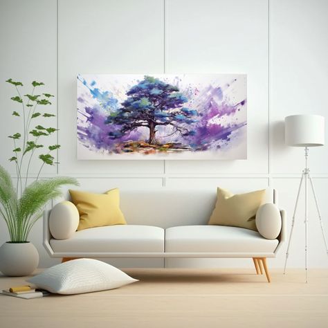 Pintura Abstracta De Un Pino Escocés En Colores 80x40cm-2