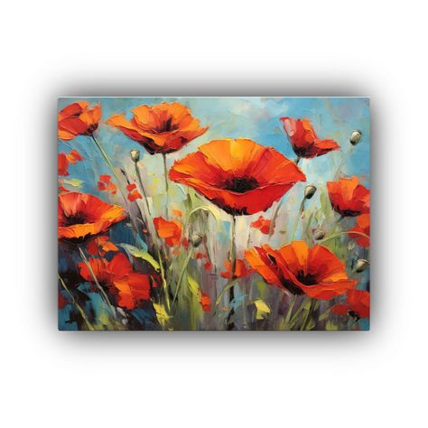 Cuadro Colores Visión Amapolas Rojas En La Pintura Del Sol  120x80cm-0