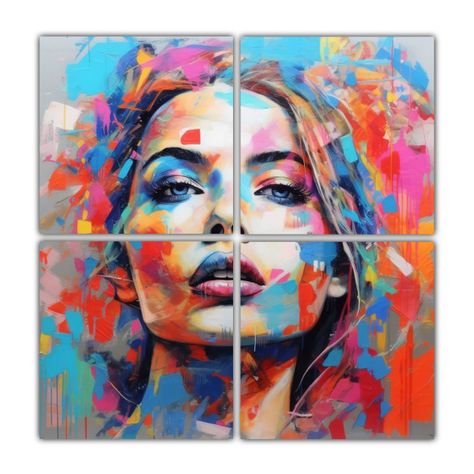 Cuatro Telas En Bastidor Figuras Mansur Dahan 200x200 Cm-0