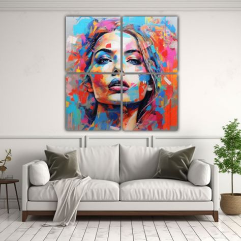 Cuatro Telas En Bastidor Figuras Mansur Dahan 200x200 Cm-2