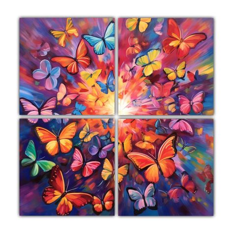 Pintura De Mariposa En Caleidoscopio, Tema 160x160 Cm-0