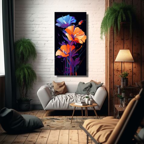 Pinturas Exclusivas En Tonos Púrpura Y Naranja 20x40cm-2