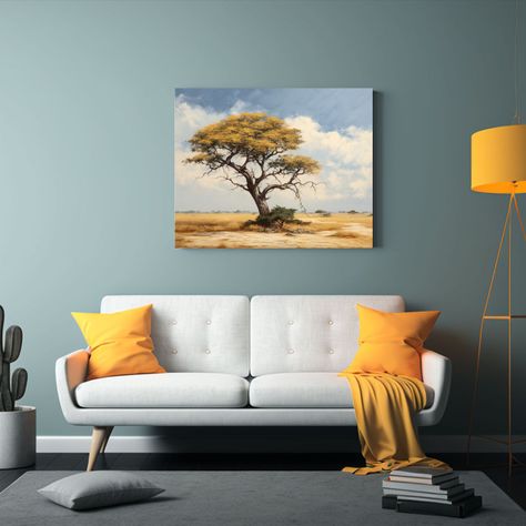 Pintura Abstracta De Dibujo Urbano Con árbol De Acacia 45x30cm-2