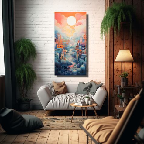 Cuadro Abstracto Decorativo: Gradientes Suaves 70x140cm-2