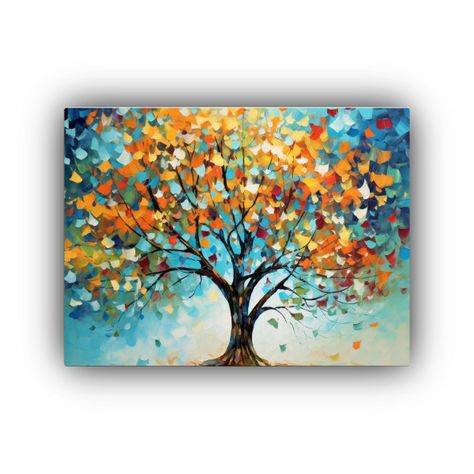 Pintura Al óleo De árbol Con Hojas Verdes: Decoración De  90x60cm-0