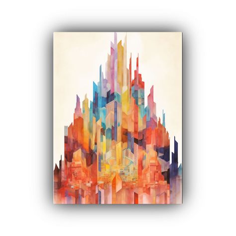 Pintura Decorativa Acuarela Sencilla De La Ciudad 50x65cm-0