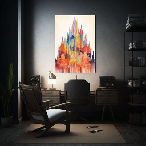 Pintura Decorativa Acuarela Sencilla De La Ciudad 50x65cm-2