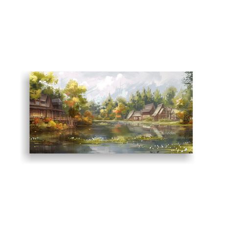 Pinturas Decorativas Estilo Galería En Un Pueblo 100x50 Cm-0