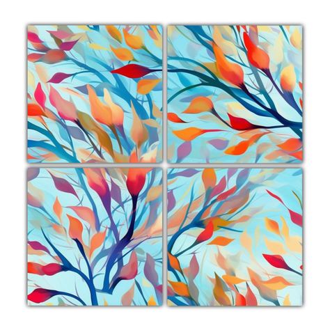 Cuadros Decorativos De Hojas Y Ramas Al Viento 140x140 Cm-0