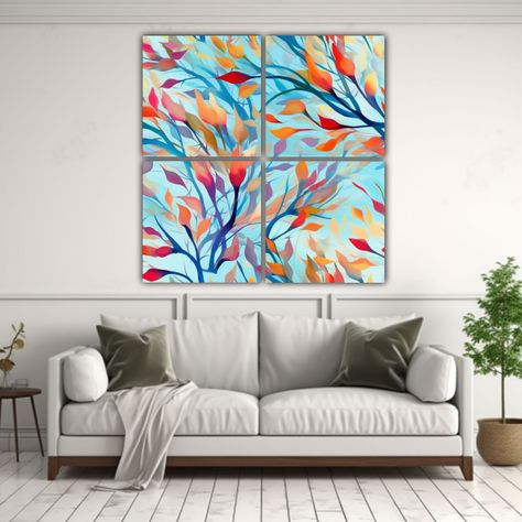 Cuadros Decorativos De Hojas Y Ramas Al Viento 140x140 Cm-2