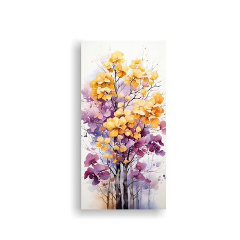 Pintura Abstracta De árbol De álamo Amarillo Y 40x80cm-0