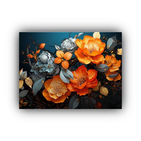 Pintura Lienzo Colores Vibrantes árbol Naranja En Ambiente  65x50cm-0