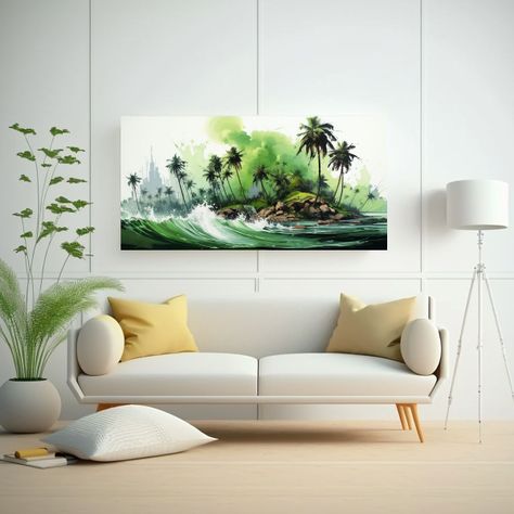Cuadro Surrealista De Palmera En Verde Y Negro 100x50cm-2
