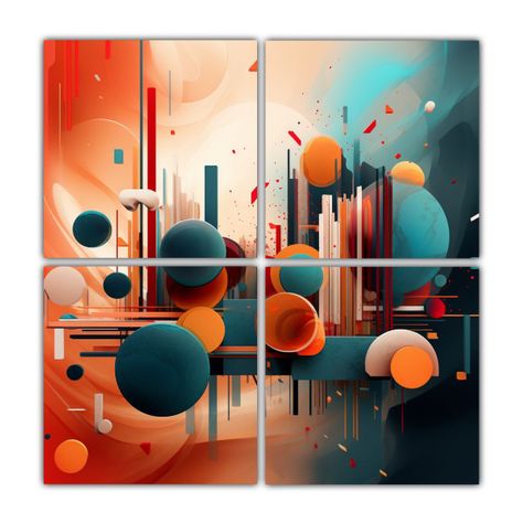 Cuatro Pinturas Abstractas De Prueba En Tela 200x200 Cm-0