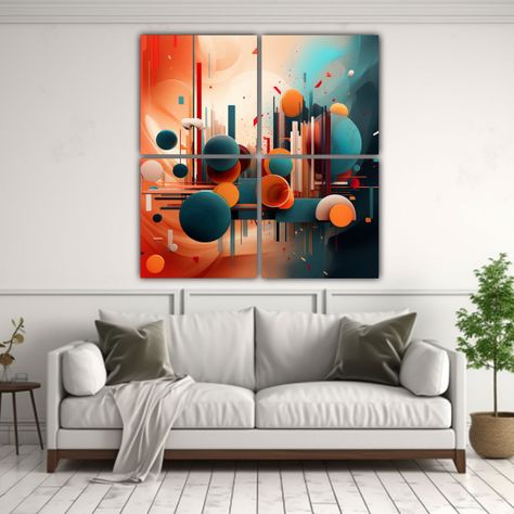 Cuatro Pinturas Abstractas De Prueba En Tela 200x200 Cm-2