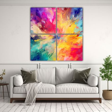 Cuatro Artes De Pared Patron Intenso Exclusivo 180x180 Cm-2