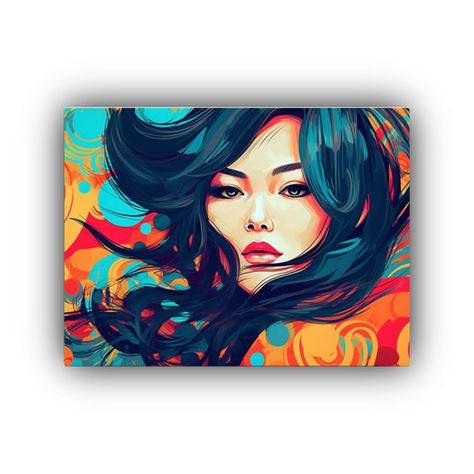 Retrato Asiático Mujer Madura En Pinturas 50x40cm-0
