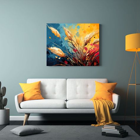 Pinturas Decorativas De Baño Con Pampas 90x60cm-2