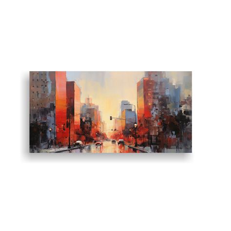 Pintura Acrílica Ciudad Moderna Armonía 100x50 Cm-0