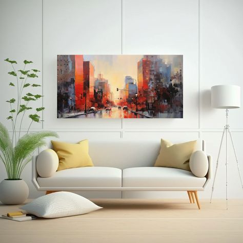 Pintura Acrílica Ciudad Moderna Armonía 100x50 Cm-2