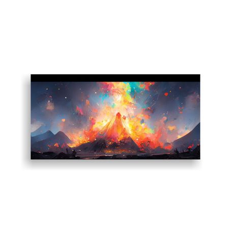 Cuadro Lienzo Expresión Volcán Arco Iris Negro 140x70cm-0