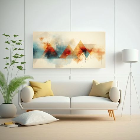 Cuadro Abstracto Con Paleta De Colores Tríadicos 100x50cm-2