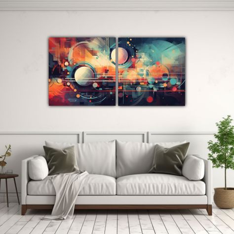 Set 2 Cuadros Pintura Mural Al óleo En Lienzo 40x20 Cm-2
