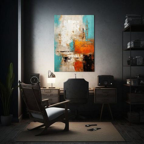 Pintura Abstracta De Acrílico Texturizado Estilo 50x75cm-2