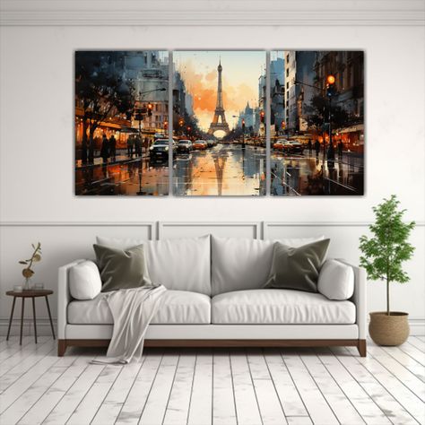 Conjunto 3 Cuadros Modernos Calle Ciudad Variada 180x90 Cm-2