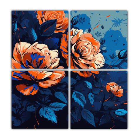 Cuadros Dibujo Armonia En Naranja Y Azul 80x80 Cm-0