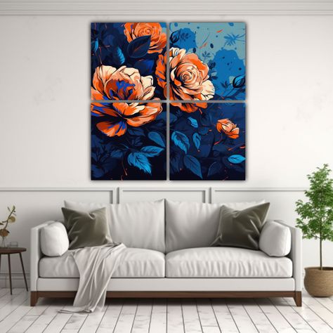 Cuadros Dibujo Armonia En Naranja Y Azul 80x80 Cm-2