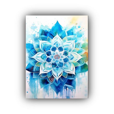 Baño Arte Imagen Mandala Acuarela Impresionante 30x45cm-0