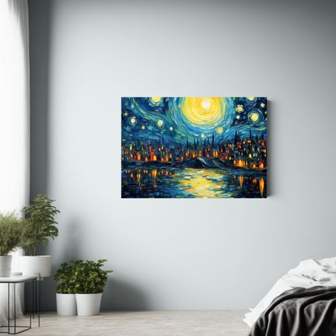 Cuadro Tema Visual: Noche Estrellada Con Luces Brillantes 120x80cm-2