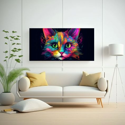 Cuadros Decorativos De Gatos Psicodélicos 120x60 Cm-2