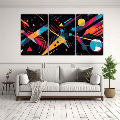 Pinturas Abstractas Geométricas Minimalistas 80s 240x120 Cm-2