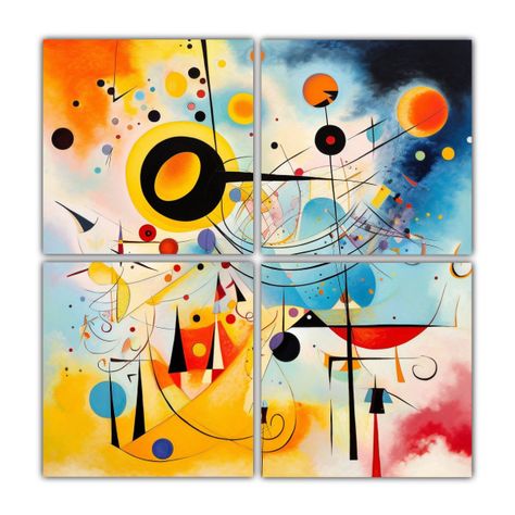 Cuatro Cuadros Forma Interiores Abstracción 200x200 Cm-0