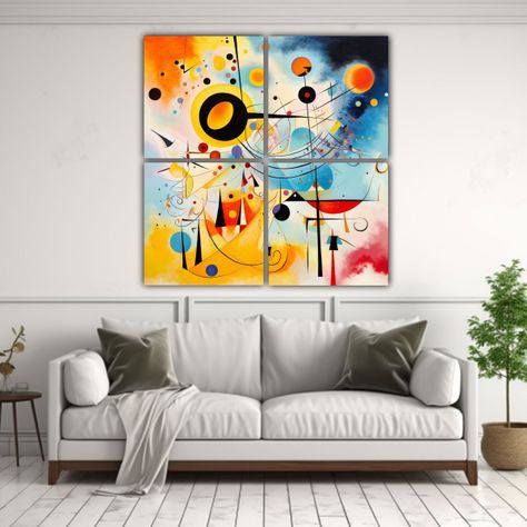 Cuatro Cuadros Forma Interiores Abstracción 200x200 Cm-2