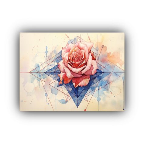 1 Cuadro Decorativo Reflejo Flor De Rosa Abriéndose Como Un 50x40cm-0