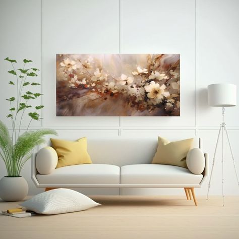Cuadro Abstracto Con Flores Estilo Oscuro: 40x20cm-2