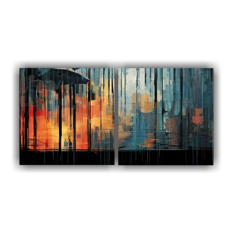 Pinturas De Decoración Set 2 Composiciones 100x50 Cm-0