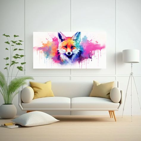 Cuadro Minimalista Neo Pop Art Zorro Arcoíris Y R 160x80cm-2