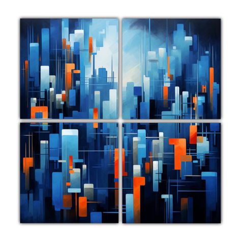 Cuadro Futurista Abstracto Ciudad Minimalista 160x160 Cm-0