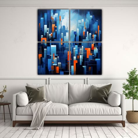 Cuadro Futurista Abstracto Ciudad Minimalista 160x160 Cm-2