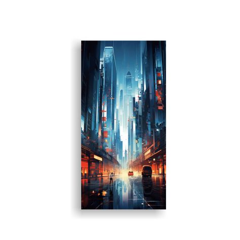 Cuadro Dibujo Relieve Ciudad Futurista Animada 50x100cm-0