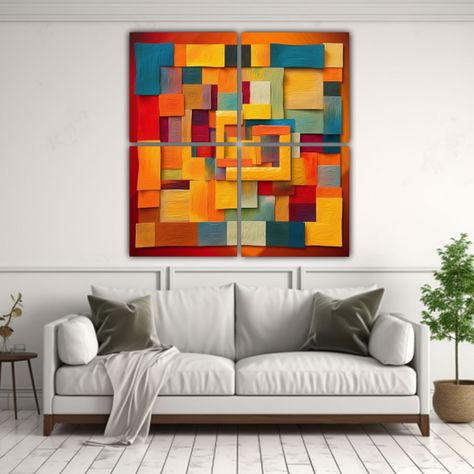 Cuadros Modernos Baño Con Colores Vivos De 100x100 Cm-2