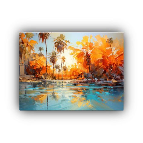 Pintura Abstracta De Una Palmera En Colores 90x60cm-0