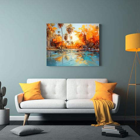 Pintura Abstracta De Una Palmera En Colores 90x60cm-2